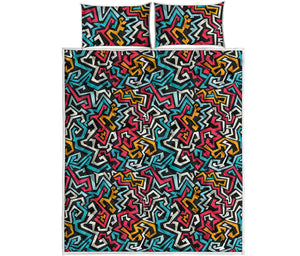 Abstract Funky Pattern Print Quilt Bed Set