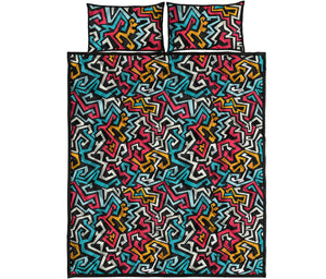 Abstract Funky Pattern Print Quilt Bed Set