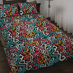 Abstract Funky Pattern Print Quilt Bed Set