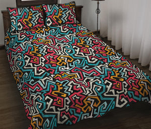 Abstract Funky Pattern Print Quilt Bed Set