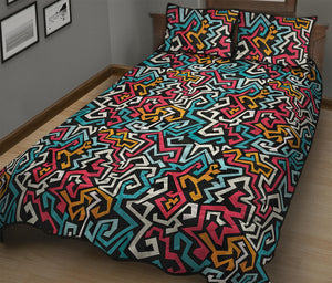 Abstract Funky Pattern Print Quilt Bed Set