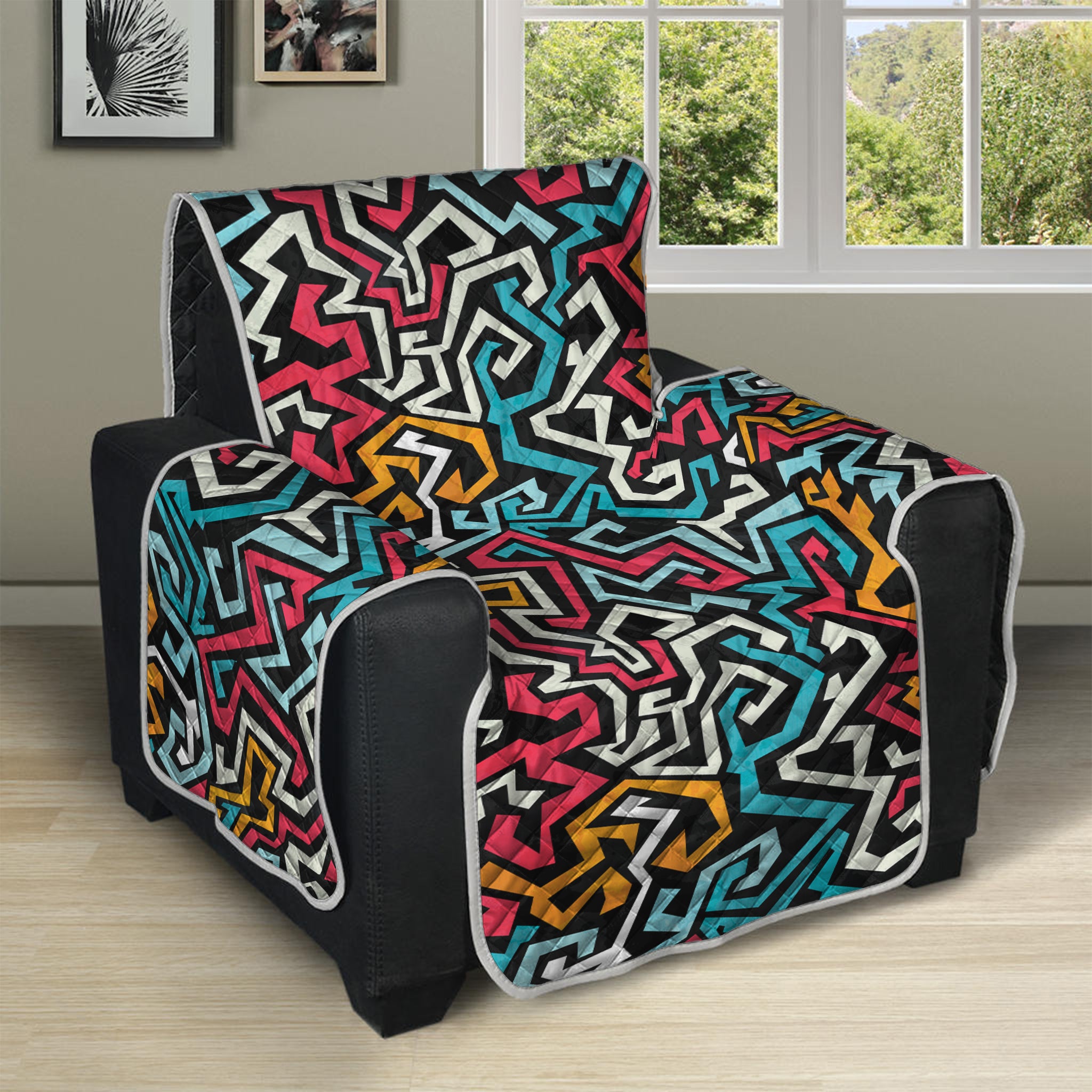 Abstract Funky Pattern Print Recliner Protector