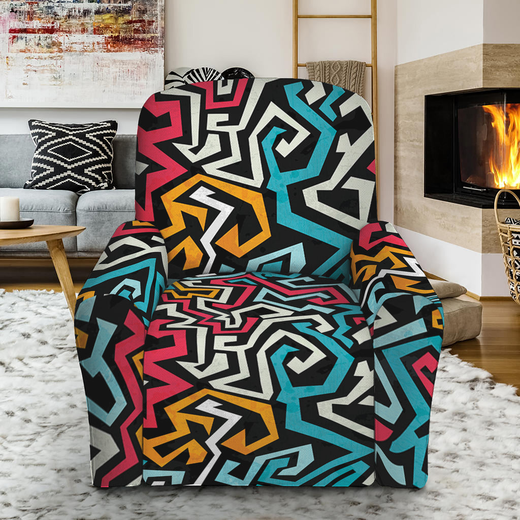 Abstract Funky Pattern Print Recliner Slipcover