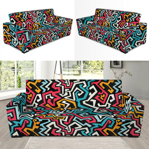 Abstract Funky Pattern Print Sofa Slipcover