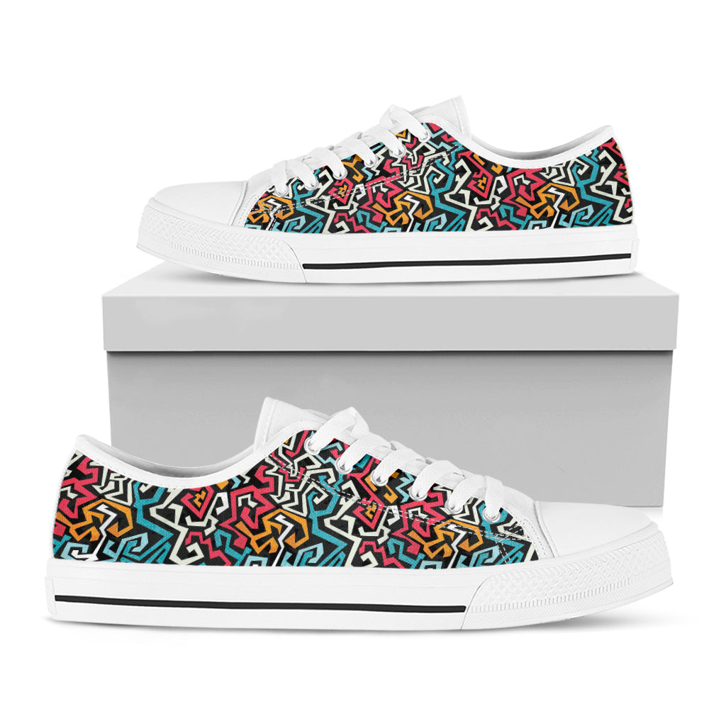 Abstract Funky Pattern Print White Low Top Shoes