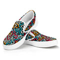 Abstract Funky Pattern Print White Slip On Sneakers