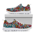Abstract Funky Pattern Print White Running Shoes