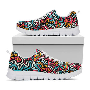 Abstract Funky Pattern Print White Sneakers