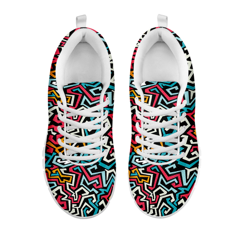 Abstract Funky Pattern Print White Sneakers