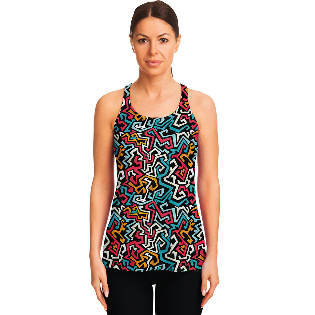 Abstract Funky Pattern Print Women's Racerback Tank Top