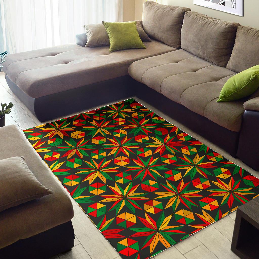 Abstract Geometric Reggae Pattern Print Area Rug GearFrost