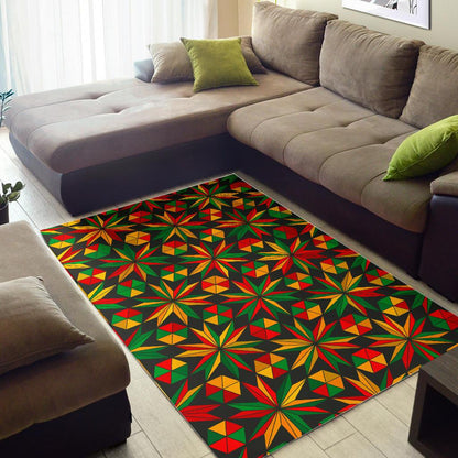 Abstract Geometric Reggae Pattern Print Area Rug GearFrost
