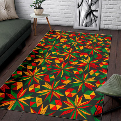 Abstract Geometric Reggae Pattern Print Area Rug GearFrost