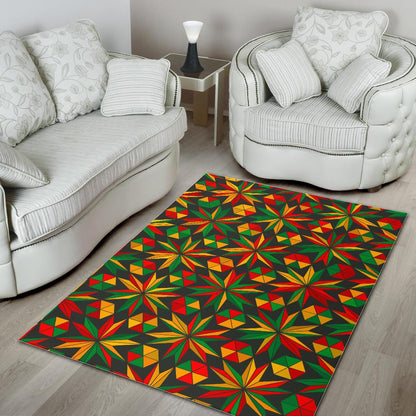 Abstract Geometric Reggae Pattern Print Area Rug GearFrost