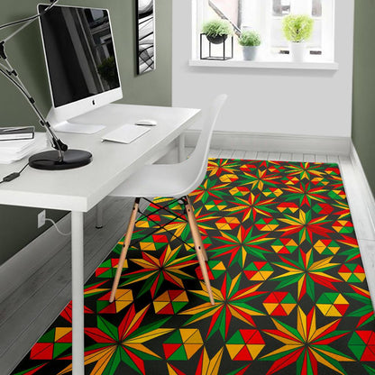 Abstract Geometric Reggae Pattern Print Area Rug GearFrost