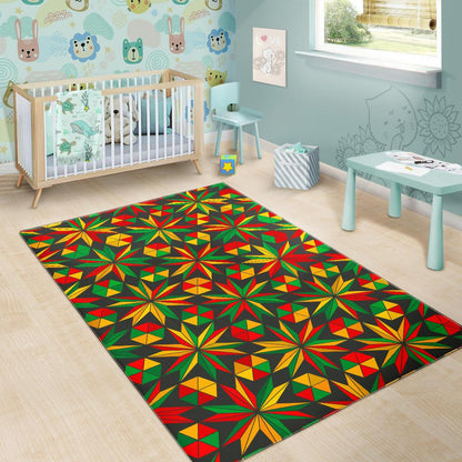 Abstract Geometric Reggae Pattern Print Area Rug GearFrost