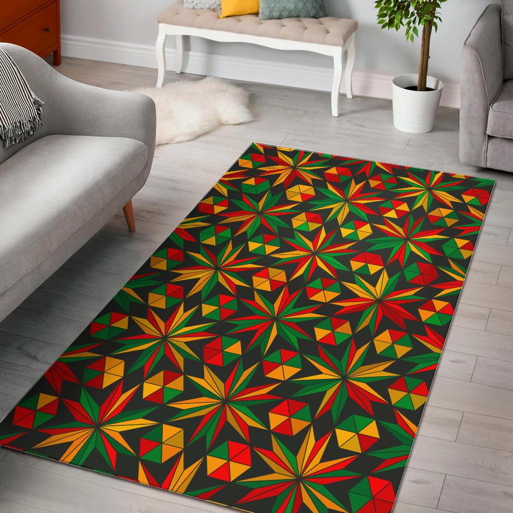 Abstract Geometric Reggae Pattern Print Area Rug GearFrost