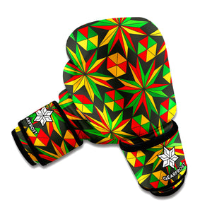 Abstract Geometric Reggae Pattern Print Boxing Gloves