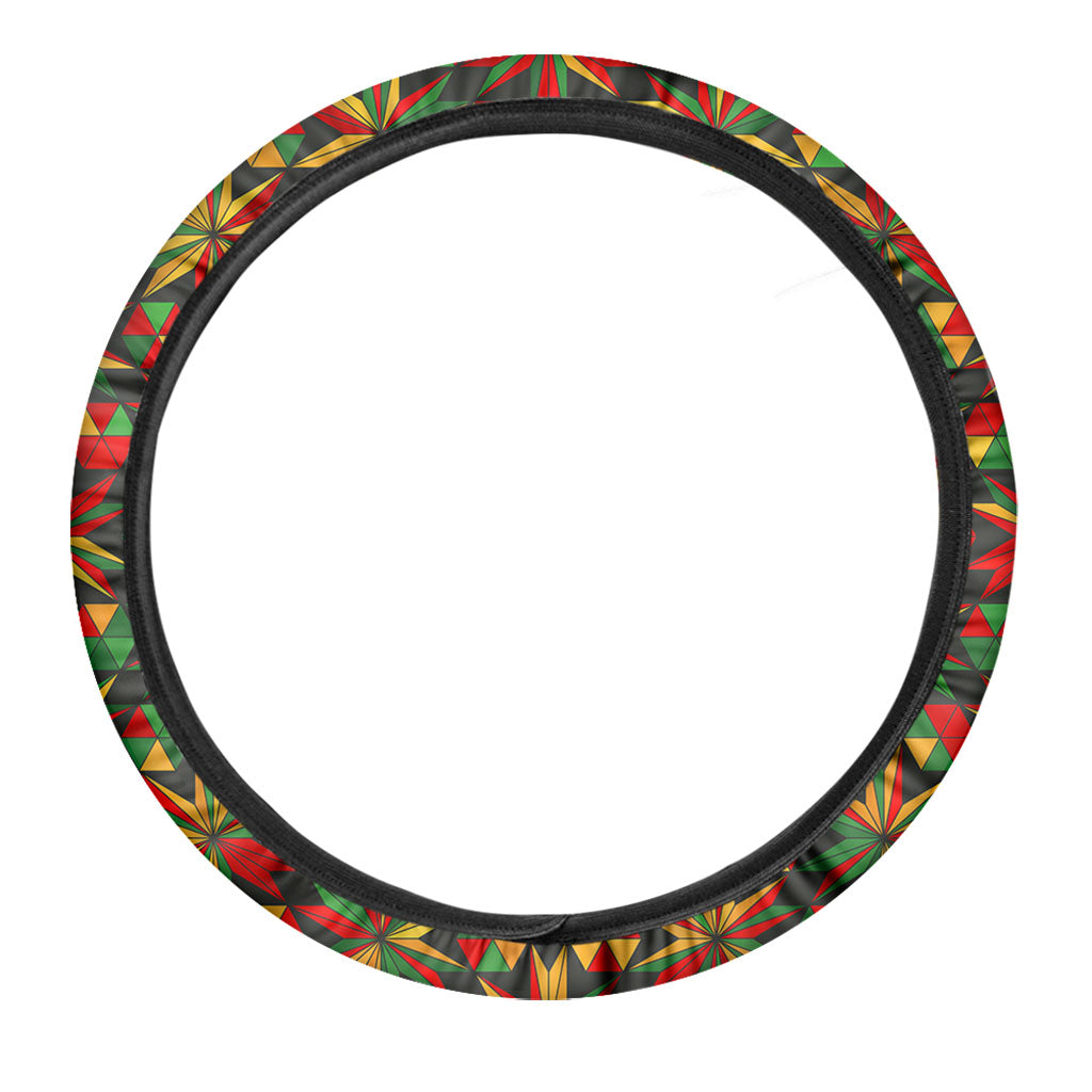 Abstract Geometric Reggae Pattern Print Car Steering Wheel Cover