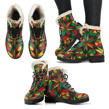 Abstract Geometric Reggae Pattern Print Comfy Boots GearFrost