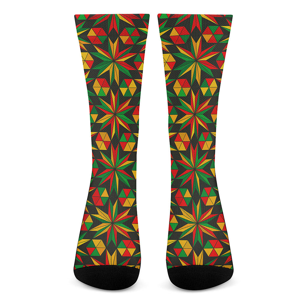 Abstract Geometric Reggae Pattern Print Crew Socks