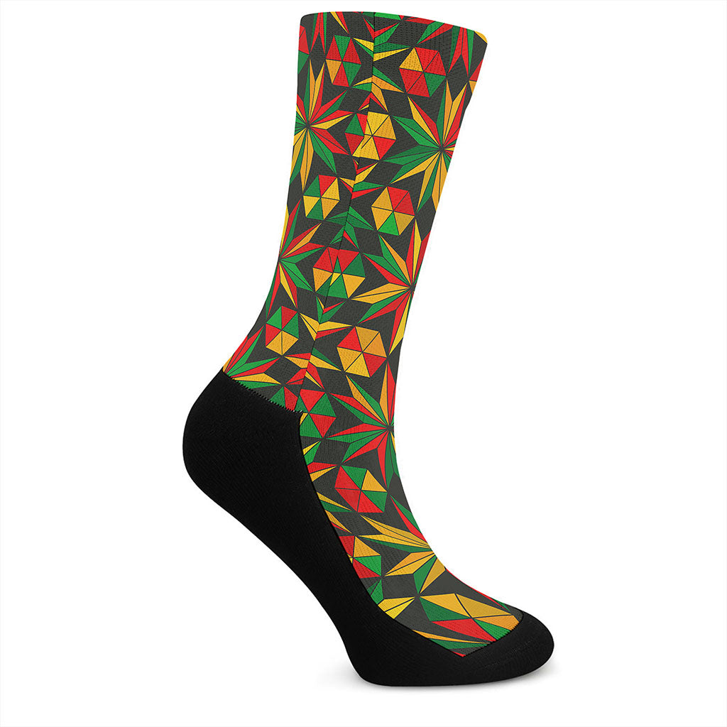 Abstract Geometric Reggae Pattern Print Crew Socks