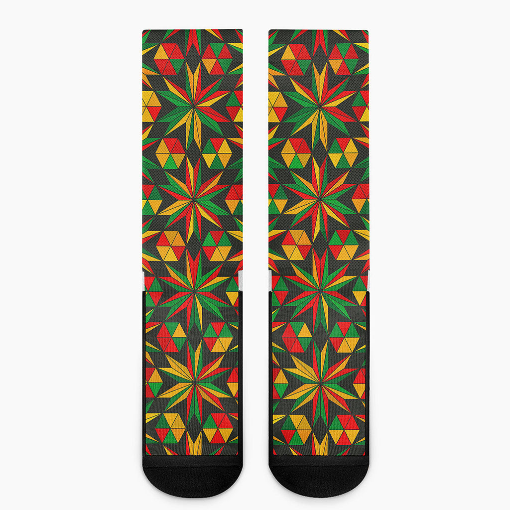 Abstract Geometric Reggae Pattern Print Crew Socks
