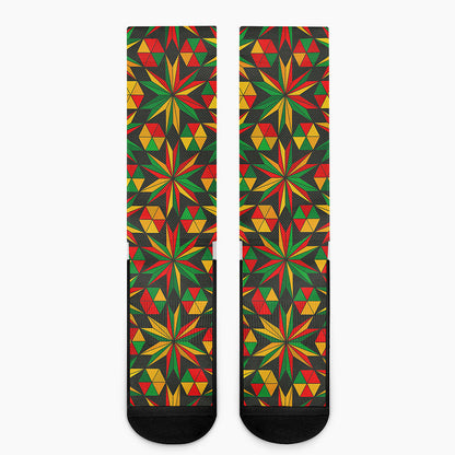 Abstract Geometric Reggae Pattern Print Crew Socks