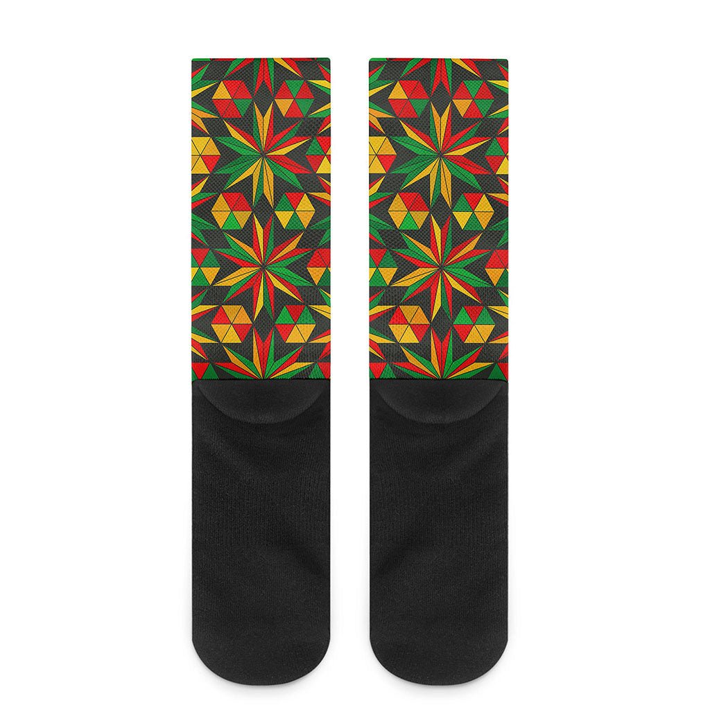 Abstract Geometric Reggae Pattern Print Crew Socks