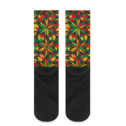 Abstract Geometric Reggae Pattern Print Crew Socks