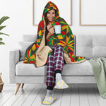 Abstract Geometric Reggae Pattern Print Hooded Blanket