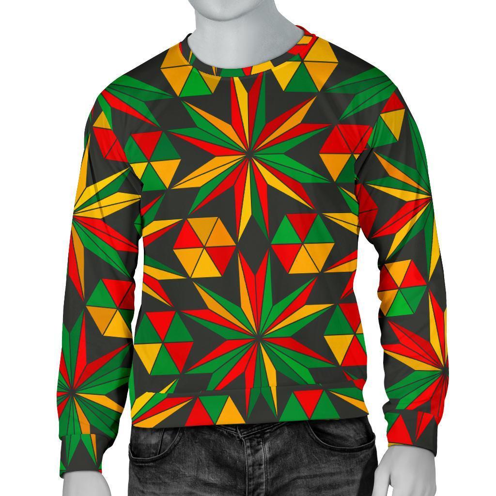 Abstract Geometric Reggae Pattern Print Men's Crewneck Sweatshirt GearFrost