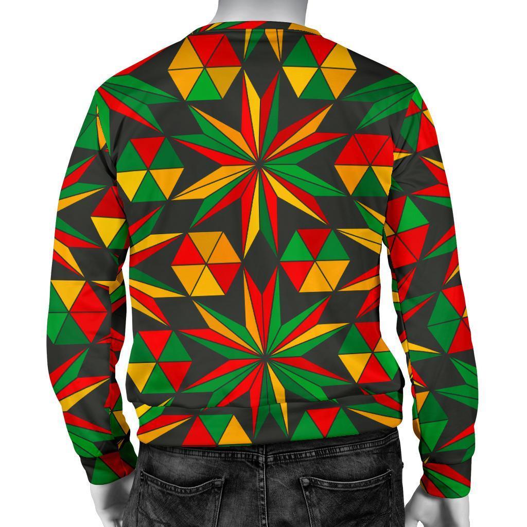 Abstract Geometric Reggae Pattern Print Men's Crewneck Sweatshirt GearFrost