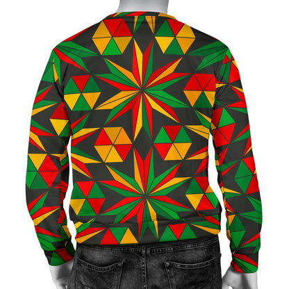 Abstract Geometric Reggae Pattern Print Men's Crewneck Sweatshirt GearFrost