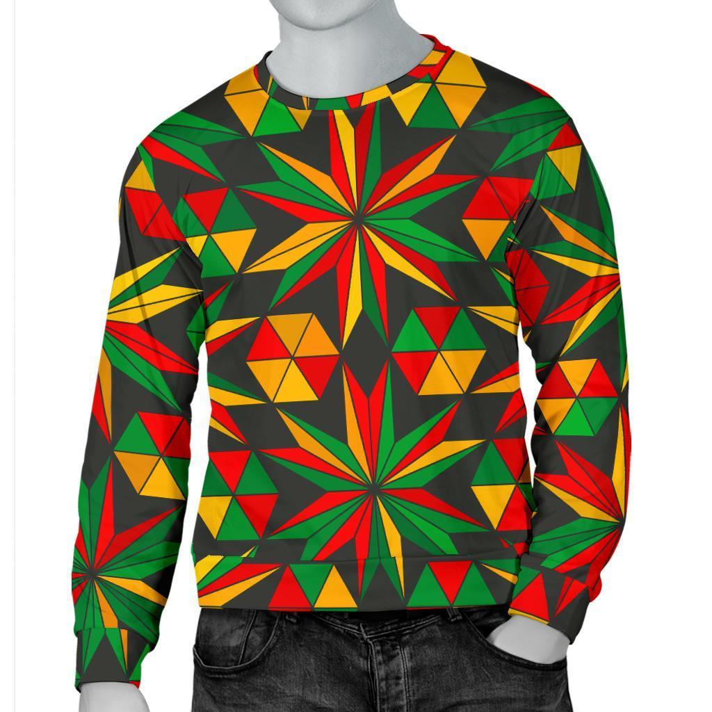 Abstract Geometric Reggae Pattern Print Men's Crewneck Sweatshirt GearFrost