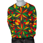 Abstract Geometric Reggae Pattern Print Men's Crewneck Sweatshirt GearFrost