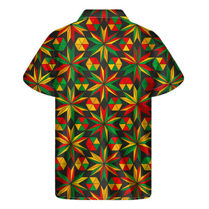 Abstract Geometric Reggae Pattern Print Men's Short Sleeve Shirt