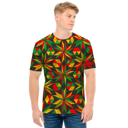 Abstract Geometric Reggae Pattern Print Men's T-Shirt