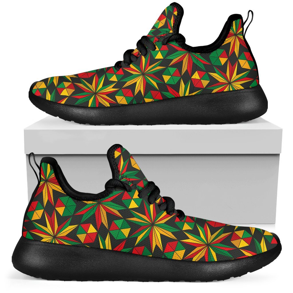 Abstract Geometric Reggae Pattern Print Mesh Knit Shoes GearFrost