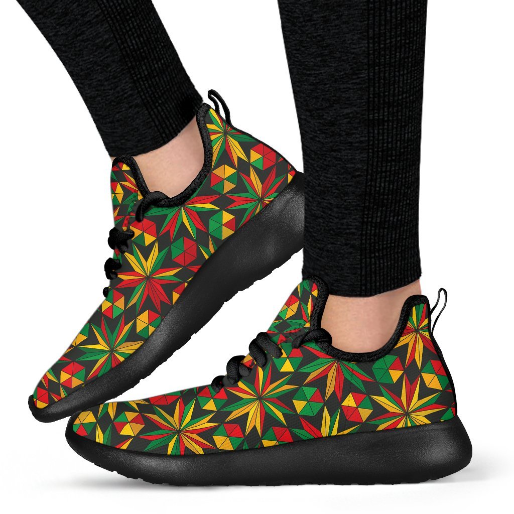 Abstract Geometric Reggae Pattern Print Mesh Knit Shoes GearFrost