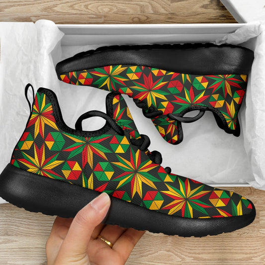Abstract Geometric Reggae Pattern Print Mesh Knit Shoes GearFrost