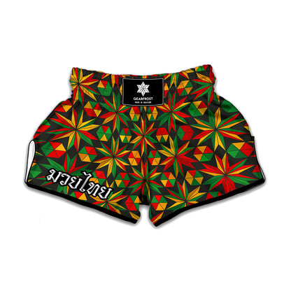 Abstract Geometric Reggae Pattern Print Muay Thai Boxing Shorts