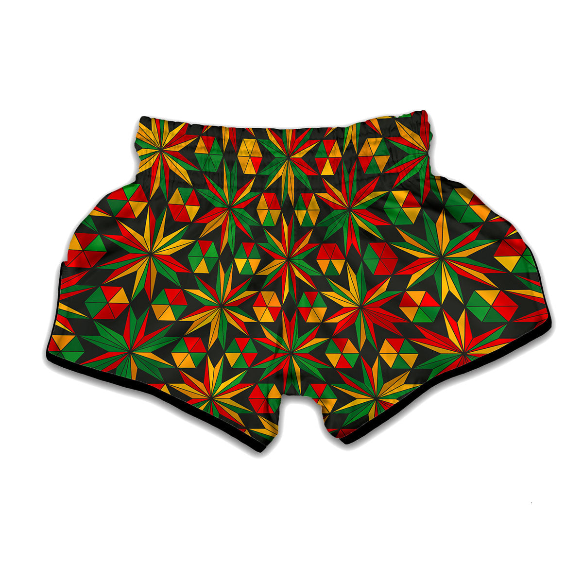 Abstract Geometric Reggae Pattern Print Muay Thai Boxing Shorts