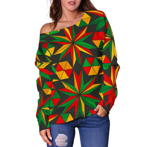 Abstract Geometric Reggae Pattern Print Off Shoulder Sweatshirt GearFrost