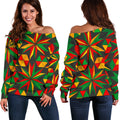 Abstract Geometric Reggae Pattern Print Off The Shoulder Sweatshirt
