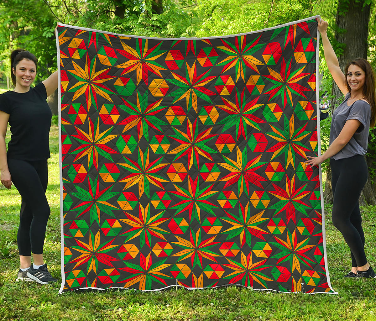Abstract Geometric Reggae Pattern Print Quilt