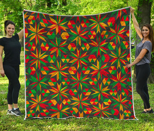 Abstract Geometric Reggae Pattern Print Quilt