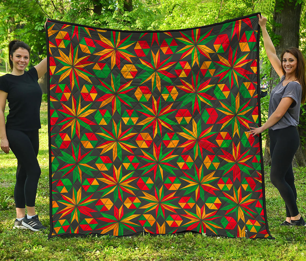 Abstract Geometric Reggae Pattern Print Quilt