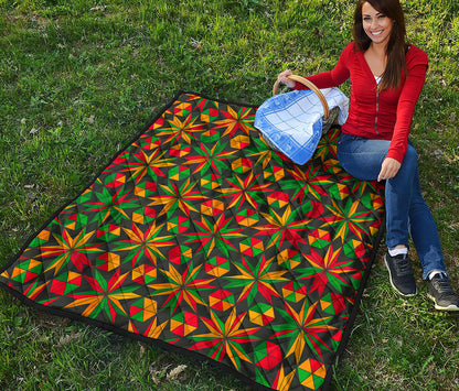 Abstract Geometric Reggae Pattern Print Quilt