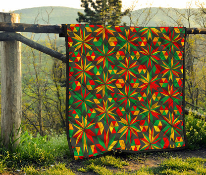 Abstract Geometric Reggae Pattern Print Quilt